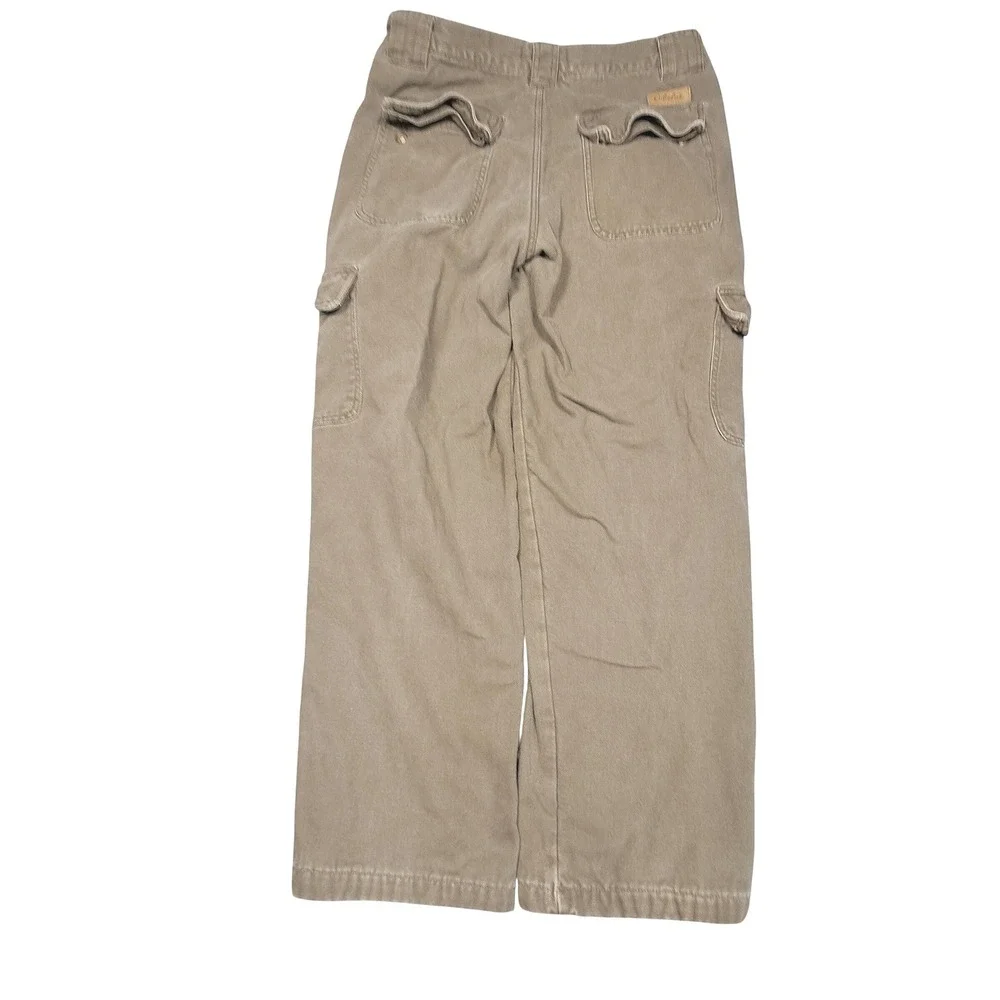 Cabelas Flannel Lined Cargo Pants Mens 34 Reg Khaki Tan Canvas Plaid Lined Work